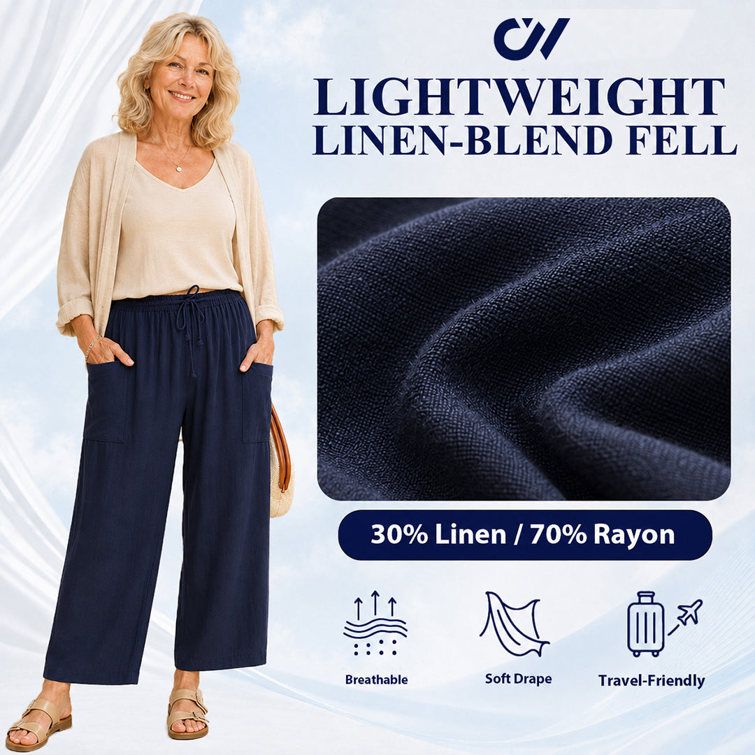 Women’s Relaxed Linen-Blend Wide-Leg Pants