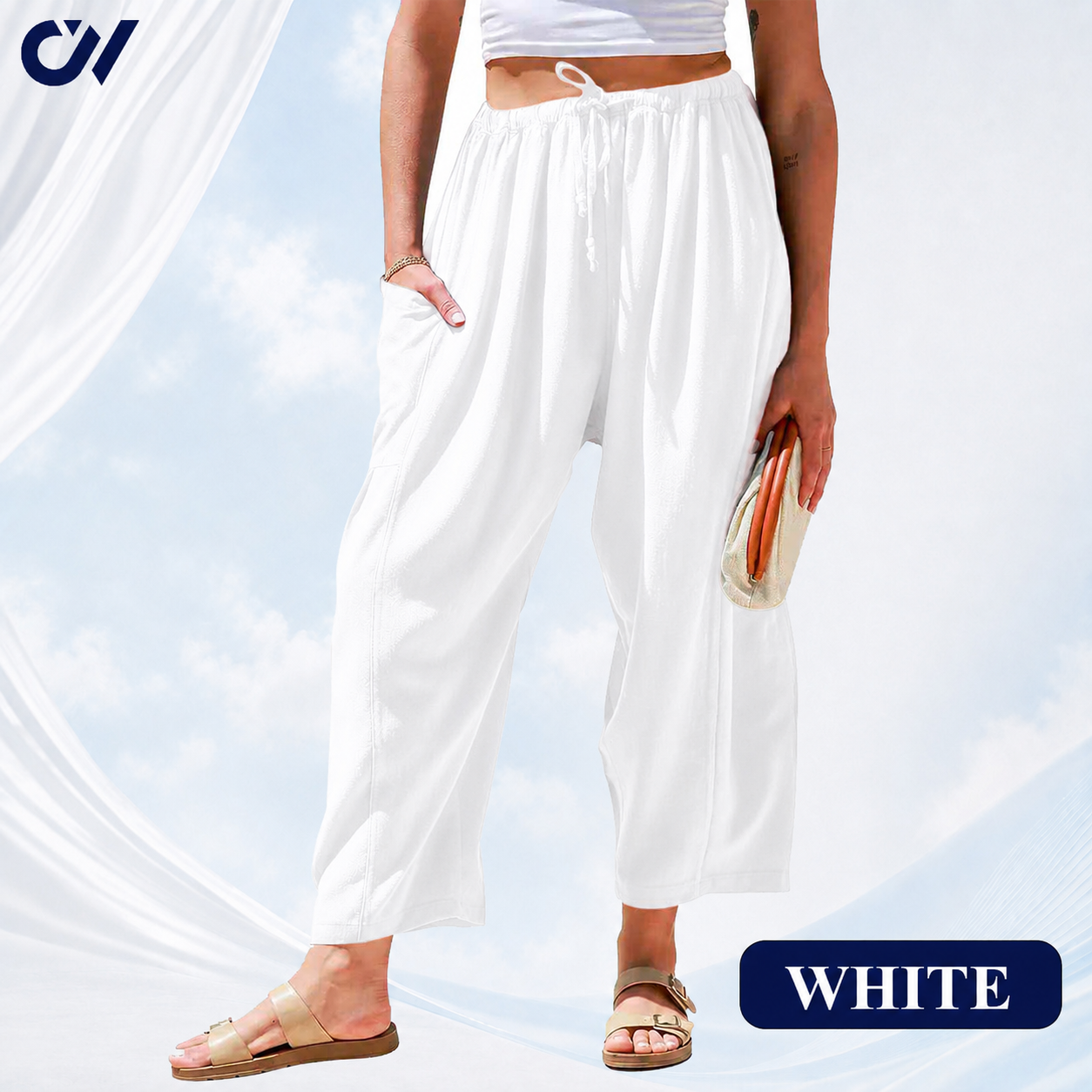 Women’s Relaxed Linen-Blend Wide-Leg Pants