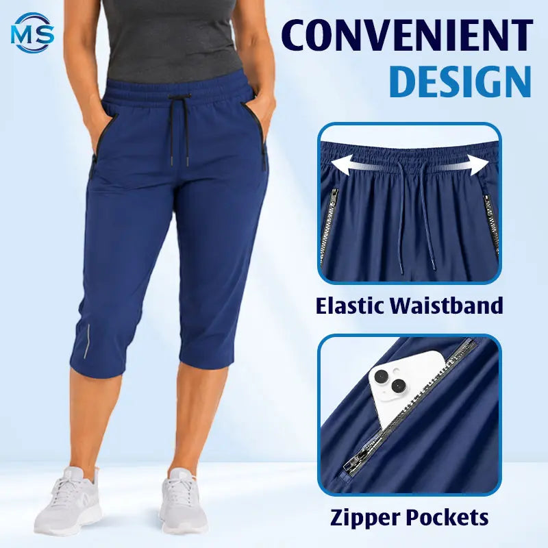 MovaStretch - Cooling Stretch Quick-Dry Capri Pants With Zipper Pockets
