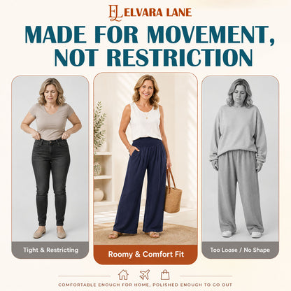 Elvara Lane - Women’s Comfy Wide-Leg Pants – Relaxed Fit, Light & Breezy