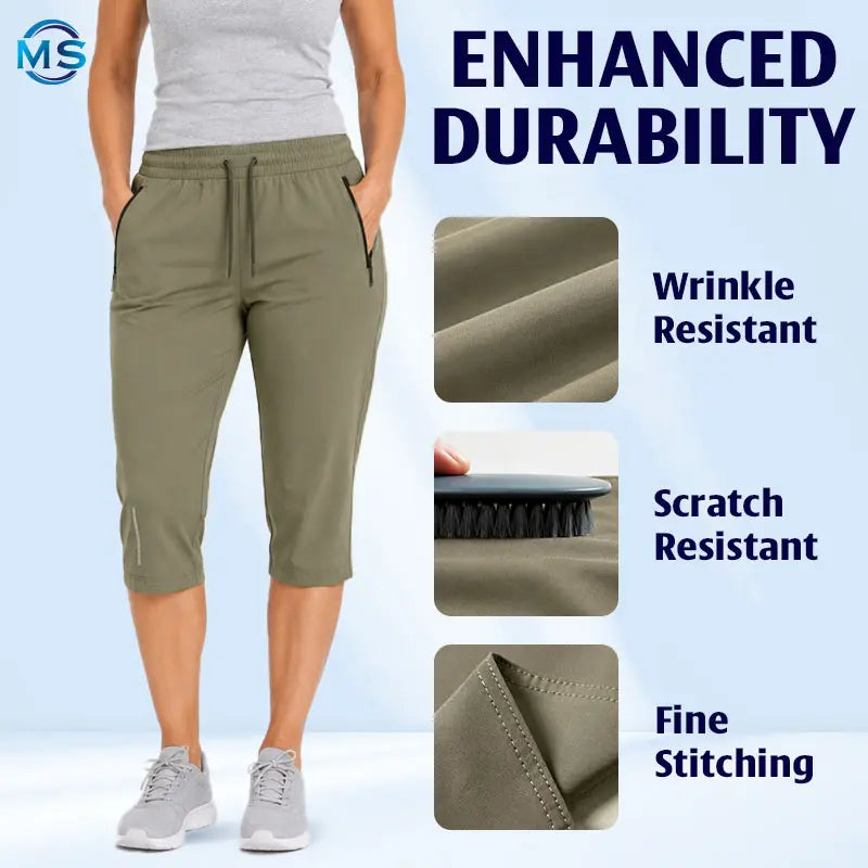 MovaStretch - Cooling Stretch Quick-Dry Capri Pants With Zipper Pockets