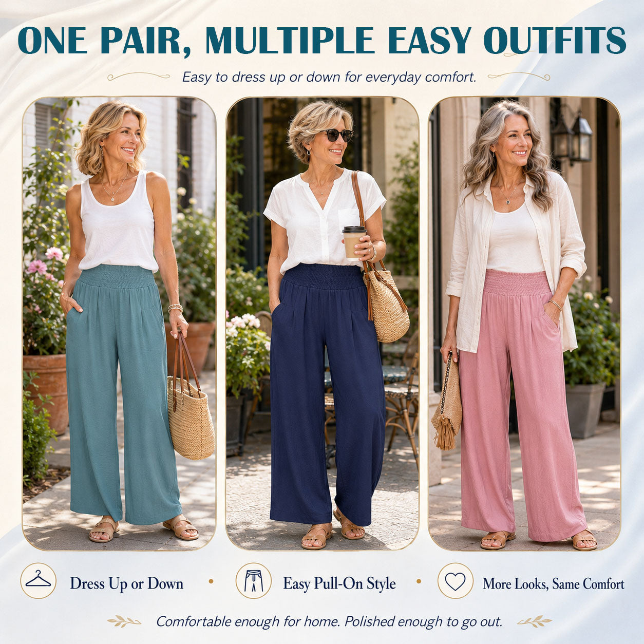 Elvara Lane - Women’s Comfy Wide-Leg Pants – Relaxed Fit, Light & Breezy