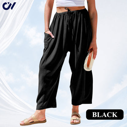 Women’s Relaxed Linen-Blend Wide-Leg Pants