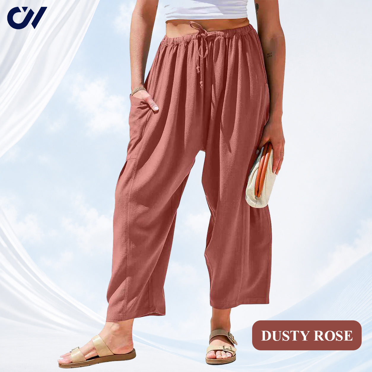 Women’s Relaxed Linen-Blend Wide-Leg Pants