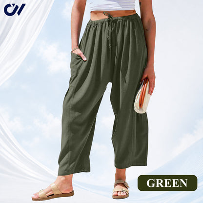 Women’s Relaxed Linen-Blend Wide-Leg Pants