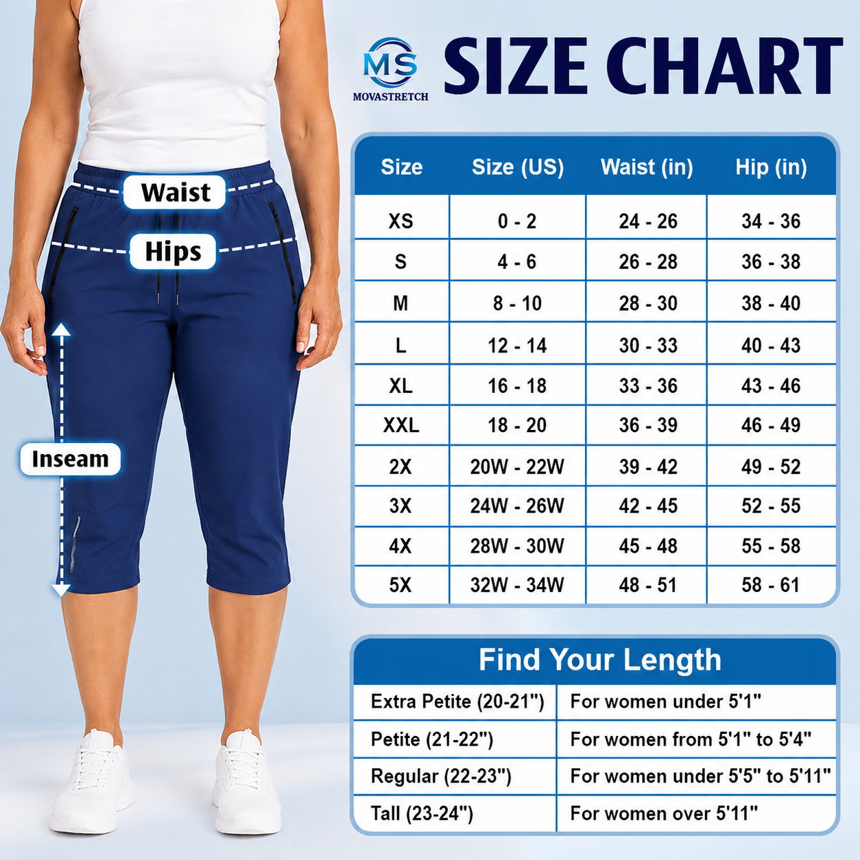 MovaStretch - Cooling Stretch Quick-Dry Capri Pants With Zipper Pockets