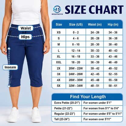 MovaStretch - Cooling Stretch Quick-Dry Capri Pants With Zipper Pockets