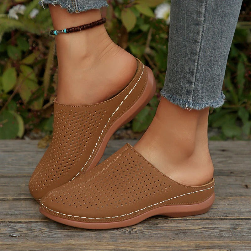 👡 Women's Perforated Platform Mules – Slip-On, Comfortable, Chic 🌿