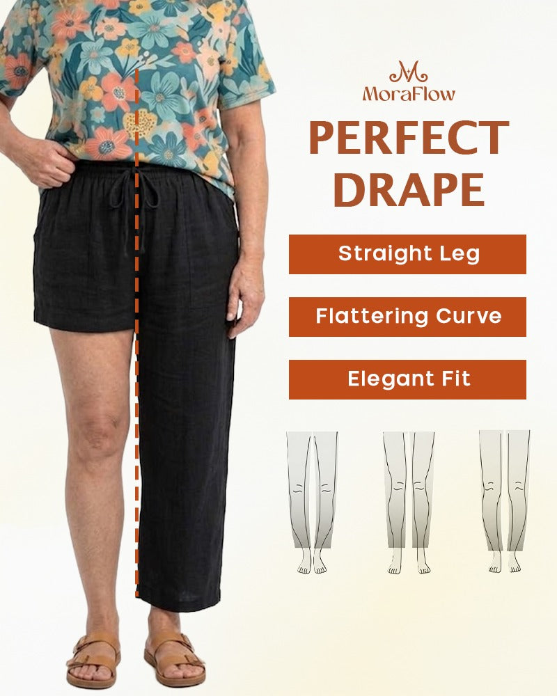 MoraFlow - Women Comfort Lightweight Linen Wide Leg Cargo Pants