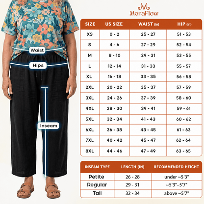 MoraFlow - Women Comfort Lightweight Linen Wide Leg Cargo Pants