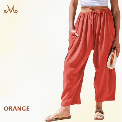 MoraFlow - Women Comfort Lightweight Linen Wide Leg Cargo Pants