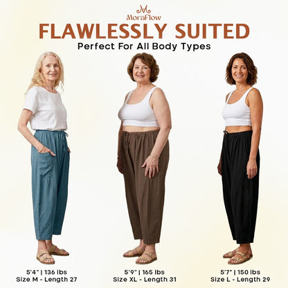 MoraFlow - Women Comfort Lightweight Linen Wide Leg Cargo Pants