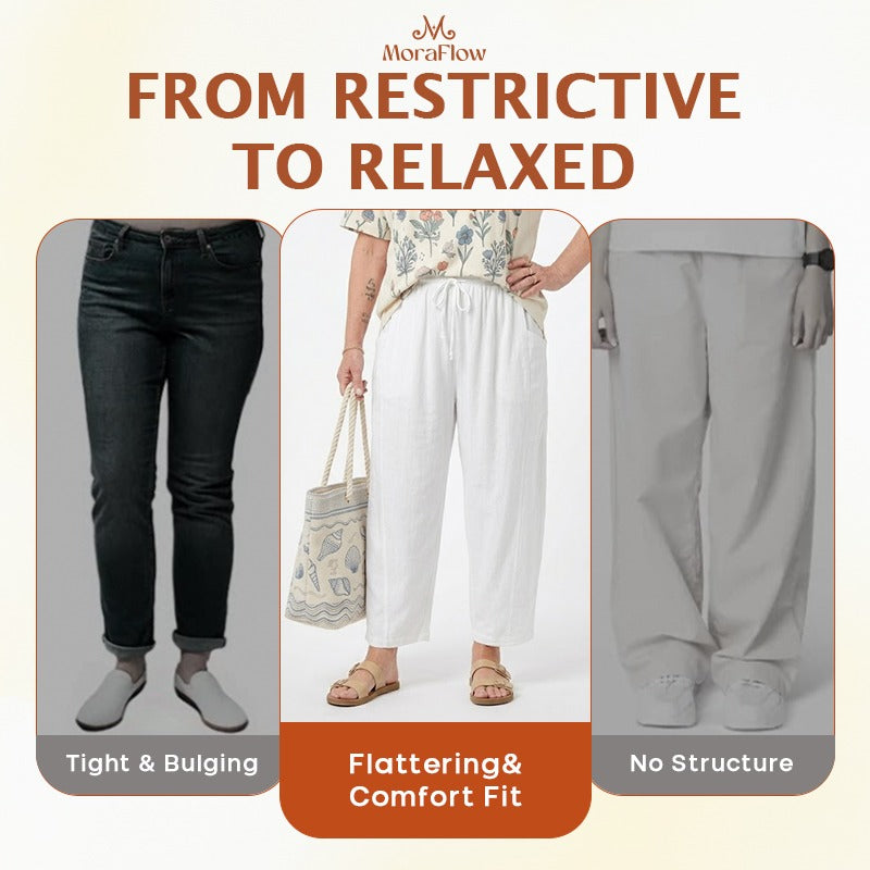 MoraFlow - Women Comfort Lightweight Linen Wide Leg Cargo Pants