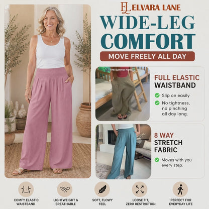 Elvara Lane - Women’s Comfy Wide-Leg Pants – Relaxed Fit, Light & Breezy