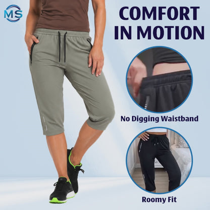 MovaStretch - Cooling Stretch Quick-Dry Capri Pants With Zipper Pockets